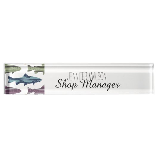 Fisch-Fisch-Muster Namensplakette (Vorderseite)