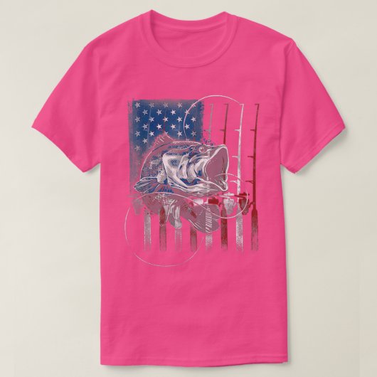 Fisch Fischerei Bass Fischer US-Flagge T-Shirt (Design vorne)