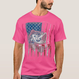 Fisch Fischerei Bass Fischer US-Flagge T-Shirt