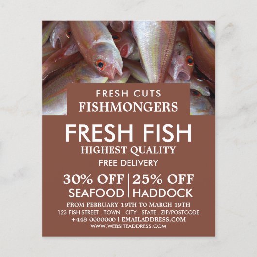 Fisch, Fischmonger/Ehefrau, Fischmarktwerbung Flyer (Vorne)