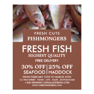 Fisch, Fischmonger/Ehefrau, Fischmarktwerbung Flyer