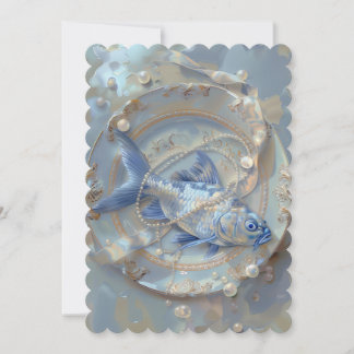 Fisch - Flache Einladung Größe: 12,7 cm x 17,8 cm