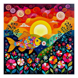 Fisch frisst Blume 1 Poster