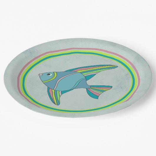 Fisch Fry Paper Plate Pappteller (Schrägansicht)