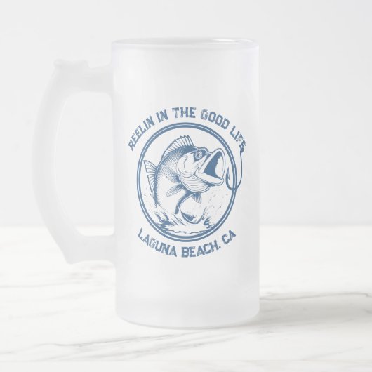 Fisch-Funny-Reelin im guten Leben Mattglas Bierglas (Links)