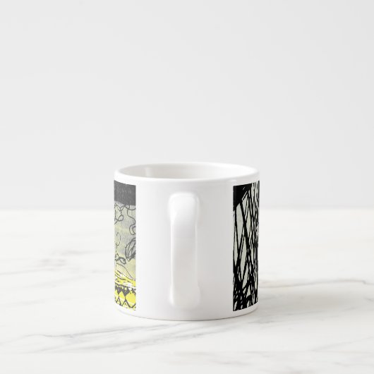 Fisch-Gekritzel-Kratzer Espressotasse (Rückseite)