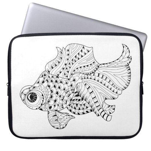 Fisch-Gekritzel Laptopschutzhülle (Vorderseite)