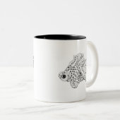 Fisch-Gekritzel Zweifarbige Tasse (VorderseiteRechts)