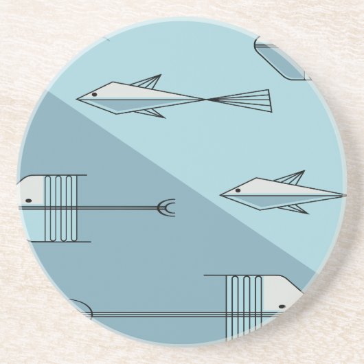 FISCH-GESCHICHTE Untersetzer 4,5" AQUA (Vorne)