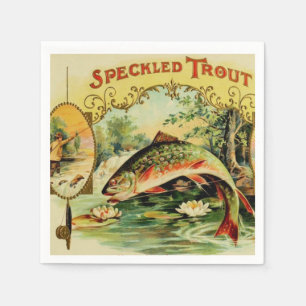 Fisch-gesprenkelte Forelle-Fliegen-Fischen-Camping Serviette