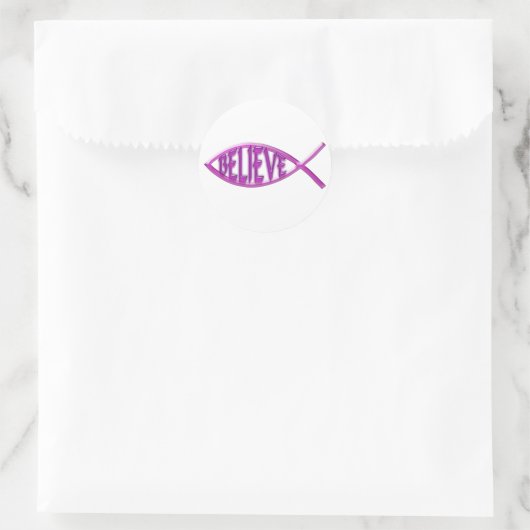 Fisch glauben - rosa runder aufkleber (Tasche)