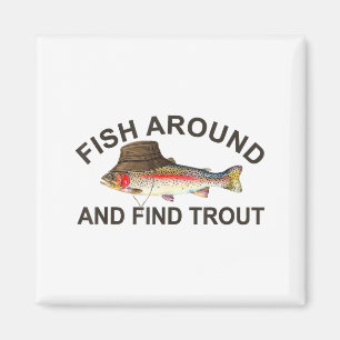 Fisch herum finden Forelle, Lustiger Angler Angeln Magnet