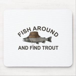 Fisch herum finden Forelle, Lustiger Angler Angeln Mousepad