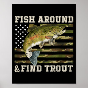 Fisch herumlupfen und Forelle finden Amerikanische Poster