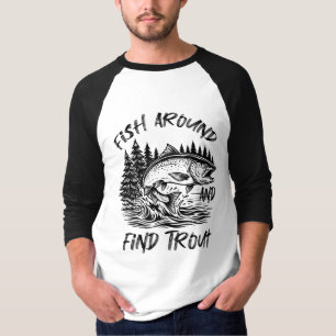Fisch herumsuchen und Forellengrafik T-Shirt