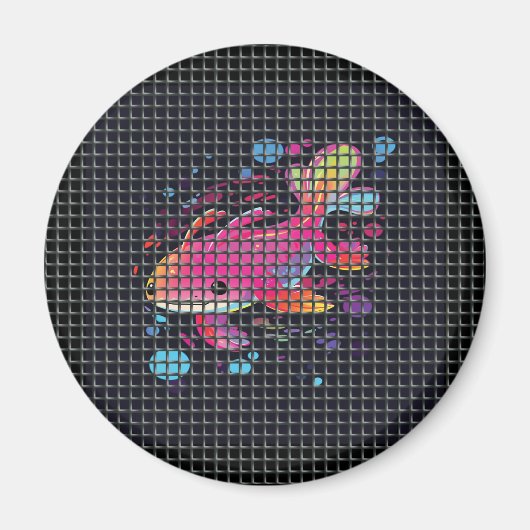 Fisch hinter Netz Illustration Magnet (Vorne)