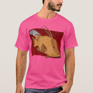 Fisch Hogfish on Dive Flag Florida Spearfish Div T-Shirt