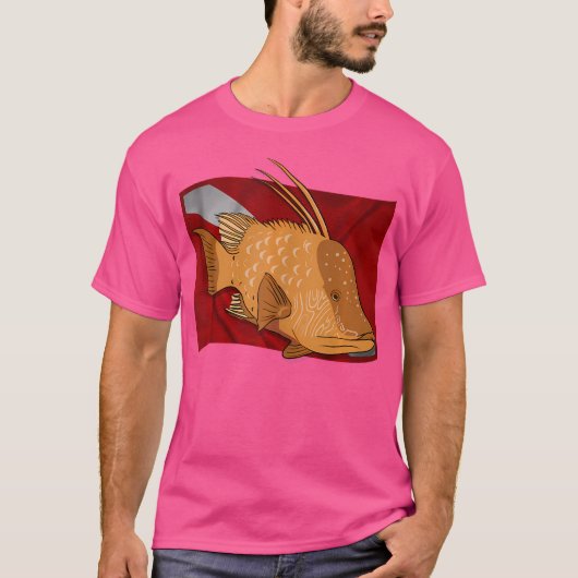 Fisch Hogfish on Dive Flag Florida Spearfish Div T-Shirt (Vorderseite)