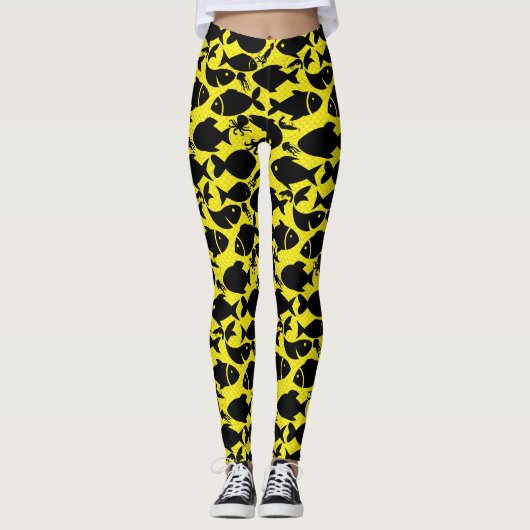 Fisch im FN2508A.Gelbe BG Leggings (Vorderseite)