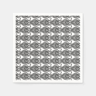 Fisch im Stil der Mitte des 20. Jahrhunderts, grau Serviette