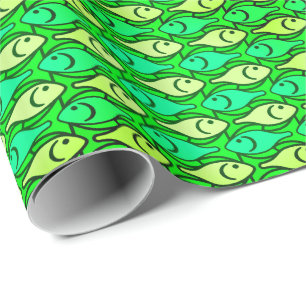 Fisch im Stil der Mitte des 20. Jahrhunderts, in v Geschenkpapier