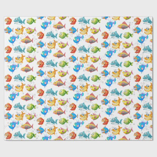 Fisch in Blasen Geschenkpapier (Flach)