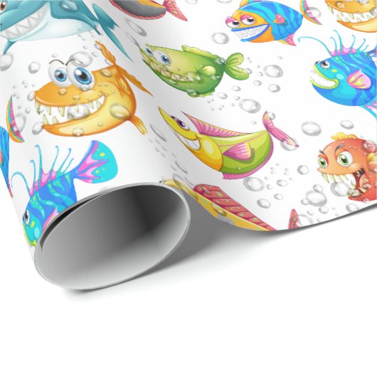 Fisch in Blasen Geschenkpapier (Rolleneckpunkt)