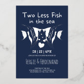 Fisch in der Seefahrt Nautical Navy Paare Dusche Folieneinladung (Vorderseite)