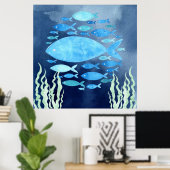 Fisch in gesteppten Leinwand Poster (Heimbüro)