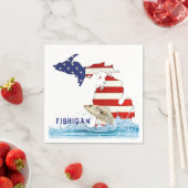 Fisch in Wasser und US-Flagge Michigan Serviette (Beispiel)
