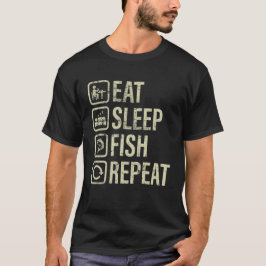 Fisch isst Schlaf Wiederholung Fischfang Lifestyle T-Shirt