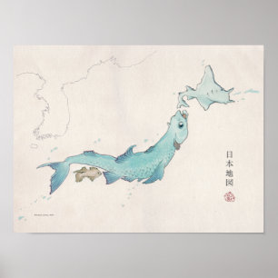 Fisch-Japan-Karte (unbeschriftet) Poster