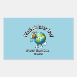 Fisch jeden Tropfen. Weltwassertag. Rechteckiger Aufkleber