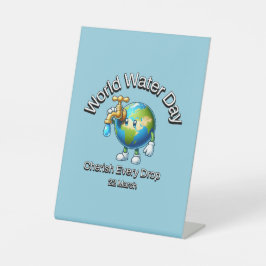 Fisch jeden Tropfen. Weltwassertag. Sockelschild