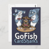 Fisch-Kartenhaie gehen Postkarte (Vorne/Hinten)