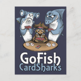 Fisch-Kartenhaie gehen Postkarte