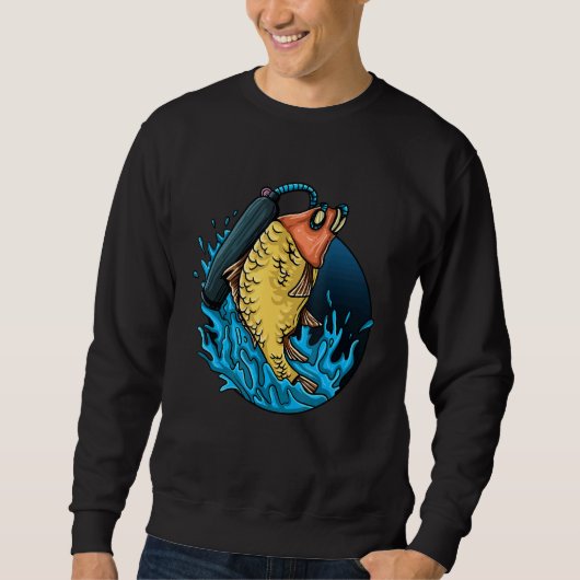 Fisch Kids Diving Fisherman Goldfish Lake Sweatshirt (Vorderseite)
