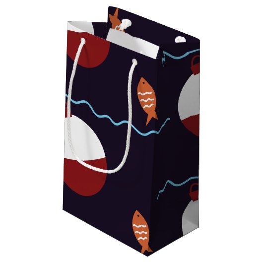 Fisch-Köder-Schwimmen-Fischen Kleine Geschenktüte (Rückseite Schrägansicht)