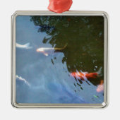 Fisch, Koi Karpfen im Teich Silbernes Ornament (Vorne)