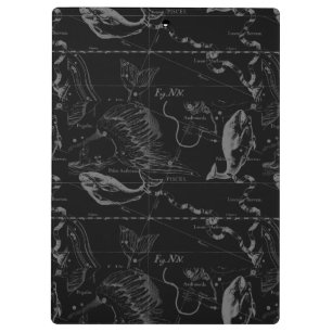 Fisch-Konstellation Hevelius 1690 auf Schwarzem Klemmbrett