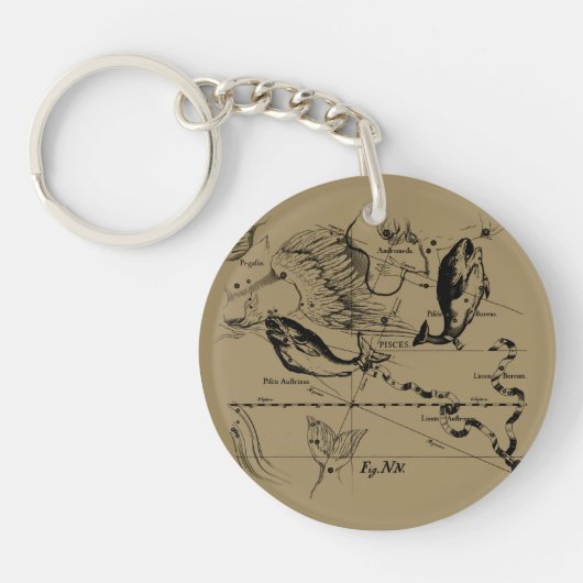Fisch-Konstellation Hevelius Stich 1690 Schlüsselanhänger (Vorderseite)