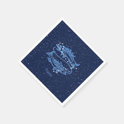 Fisch-Konstellation und Tierkreis-Zeichen mit Serviette (Ecke)
