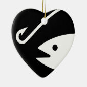 Fisch-Kopf und Haken - Schwarzweiss Keramikornament (Rechts)