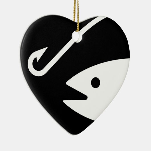 Fisch-Kopf und Haken - Schwarzweiss Keramikornament (Rechts)