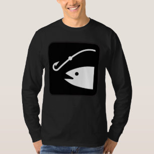 Fisch-Kopf und Haken - Schwarzweiss T-Shirt