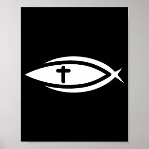 Fisch Kreuz Jesus Christliche Gebete Herren Damen  Poster