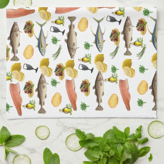 Fisch Küche Handtuch (Gefaltet)
