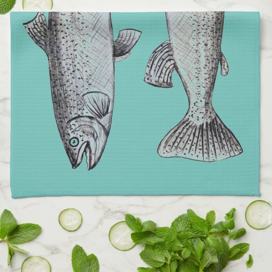 Fisch-Kunst auf Geschirrtuch (Gefaltet)