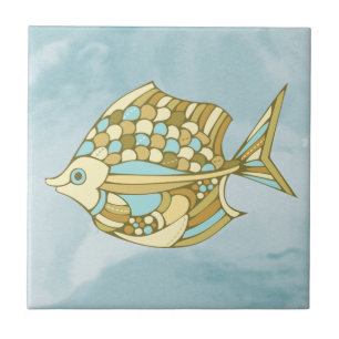 Fisch Kunst Blau Nautisch Fliese