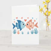 Fisch Küsse Affektionskarte Karte (Gelbe Blume)